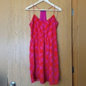 Southern Frock purple magenta w/orange geometric pattern racerback dress S